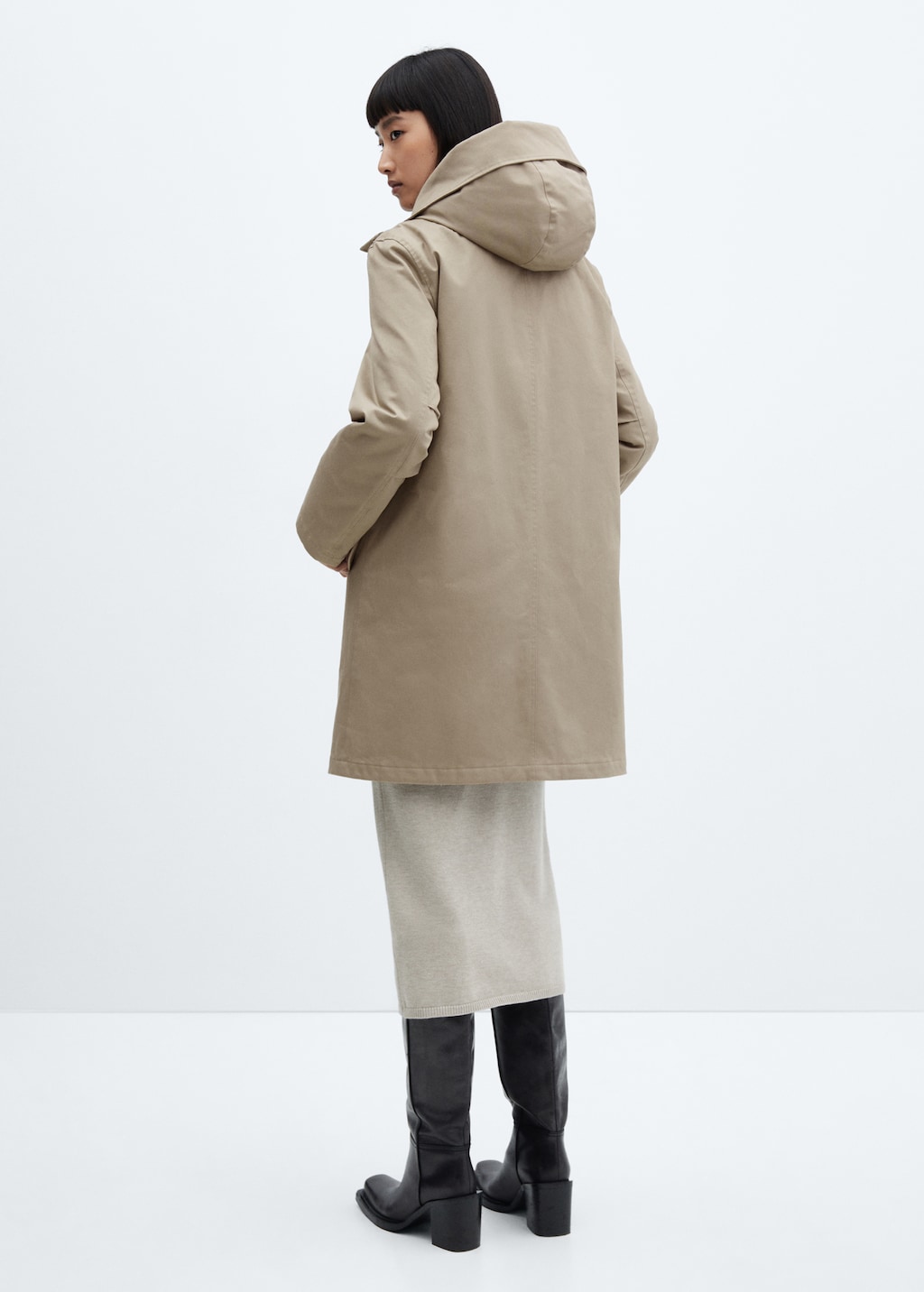 Midi-parka with shearling collar - Reverse of the article