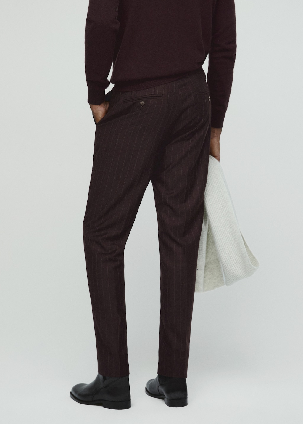 100% virgin wool pinstripe trousers - Reverse of the article