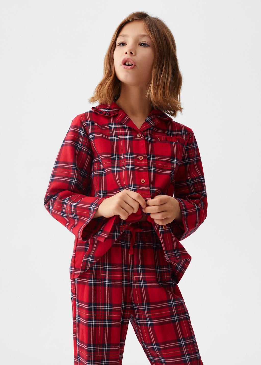 Two-pieces check long pyjamas - Medium plane