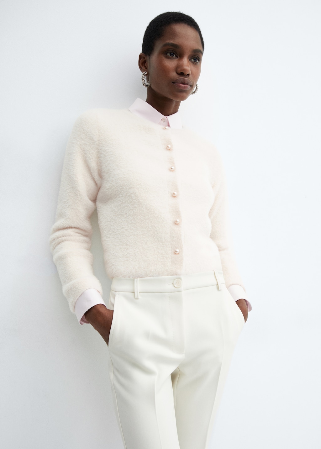 Fur-effect knitted cardigan - Medium plane