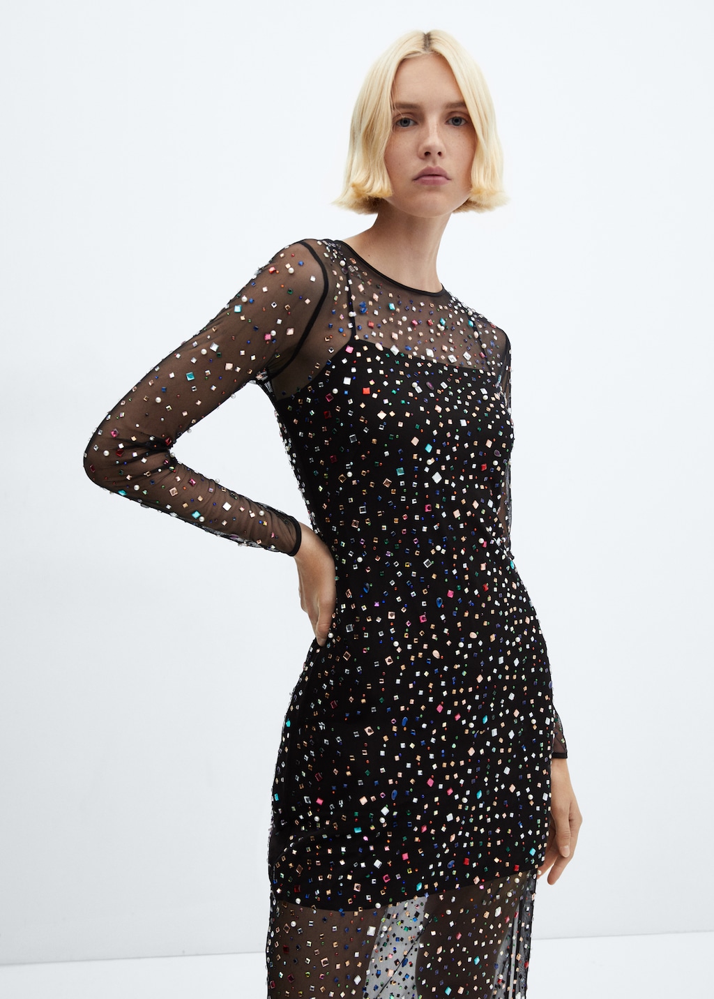 Semi-transparent dress with rhinestones - Medium plane