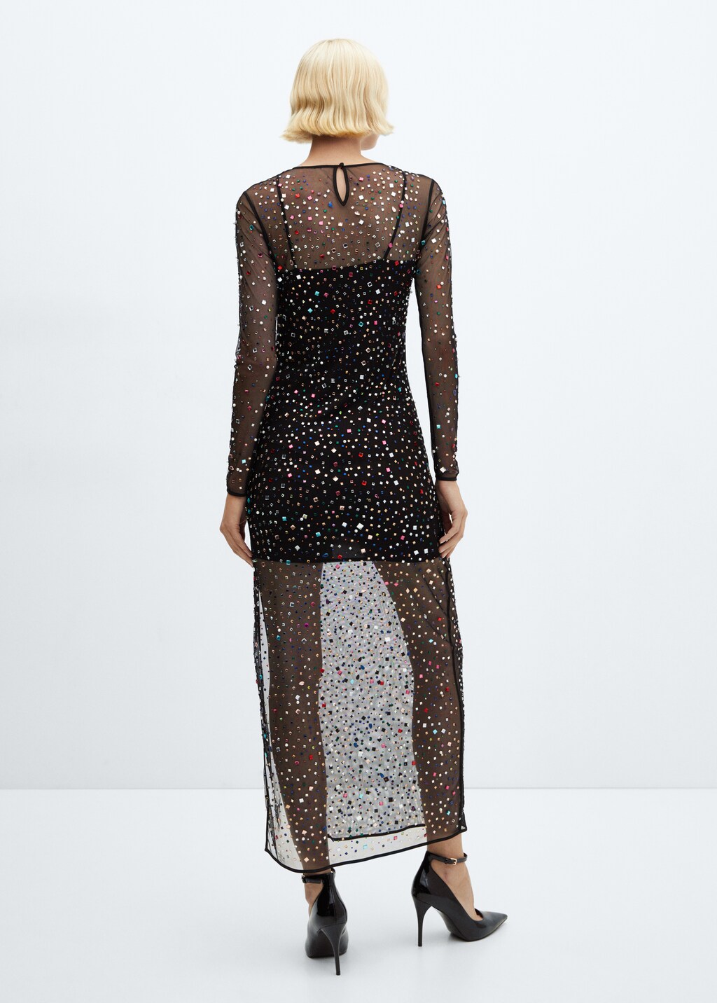 Semi-transparent dress with rhinestones - Reverse of the article