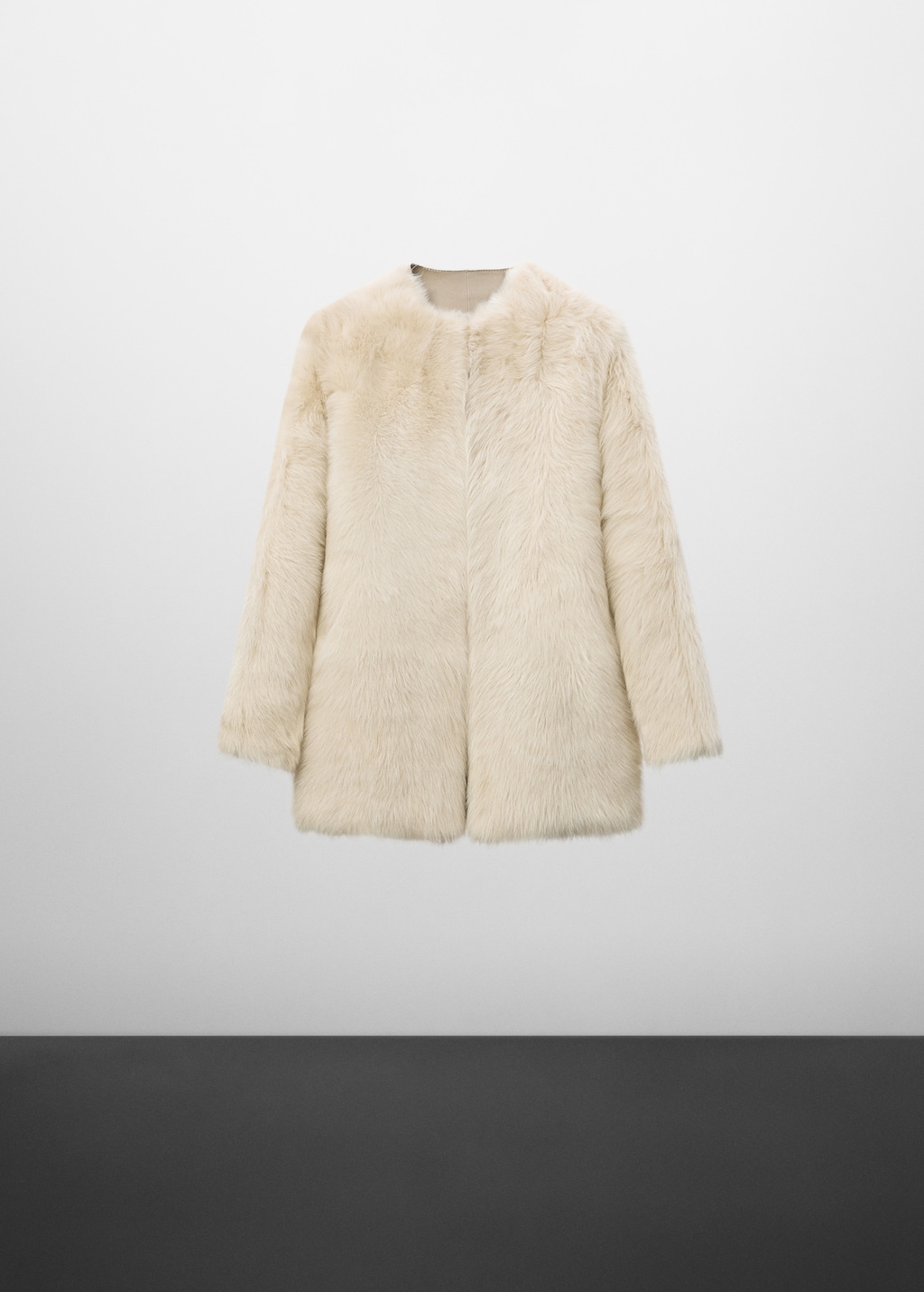 Leather coat  with fur-effect interior - Article without model