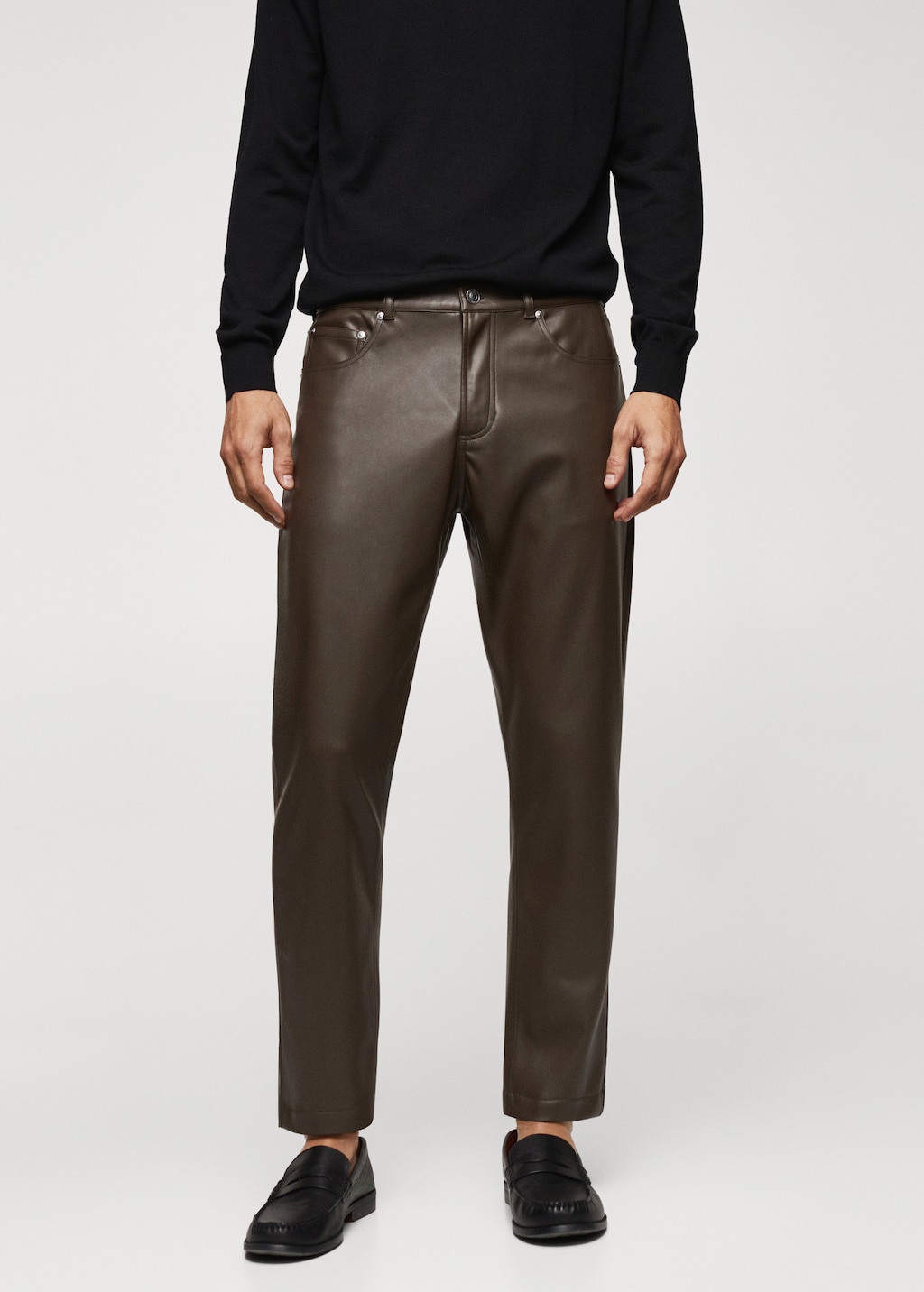 Leather-effect slim-fit trousers - Medium plane