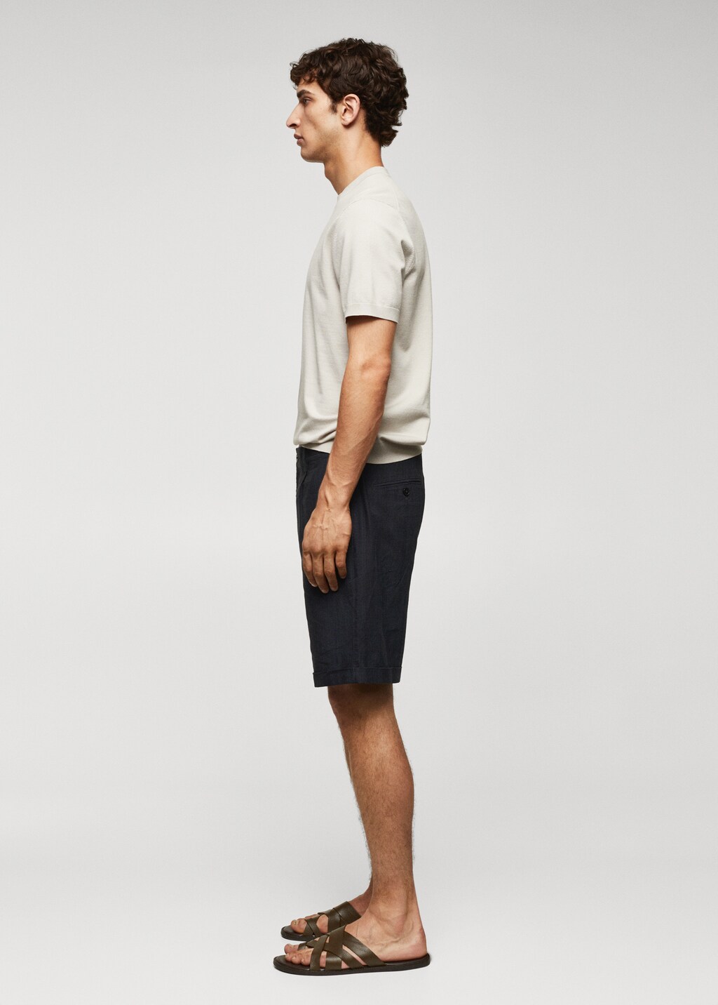 Prince of Wales printed cotton-linen bermuda shorts - Details of the article 2