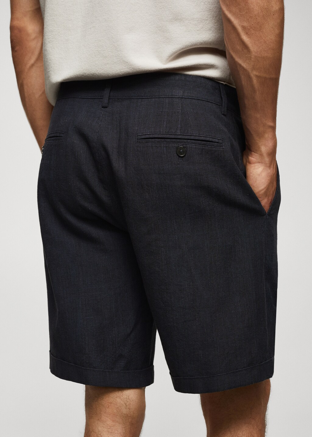 Prince of Wales printed cotton-linen bermuda shorts - Details of the article 6