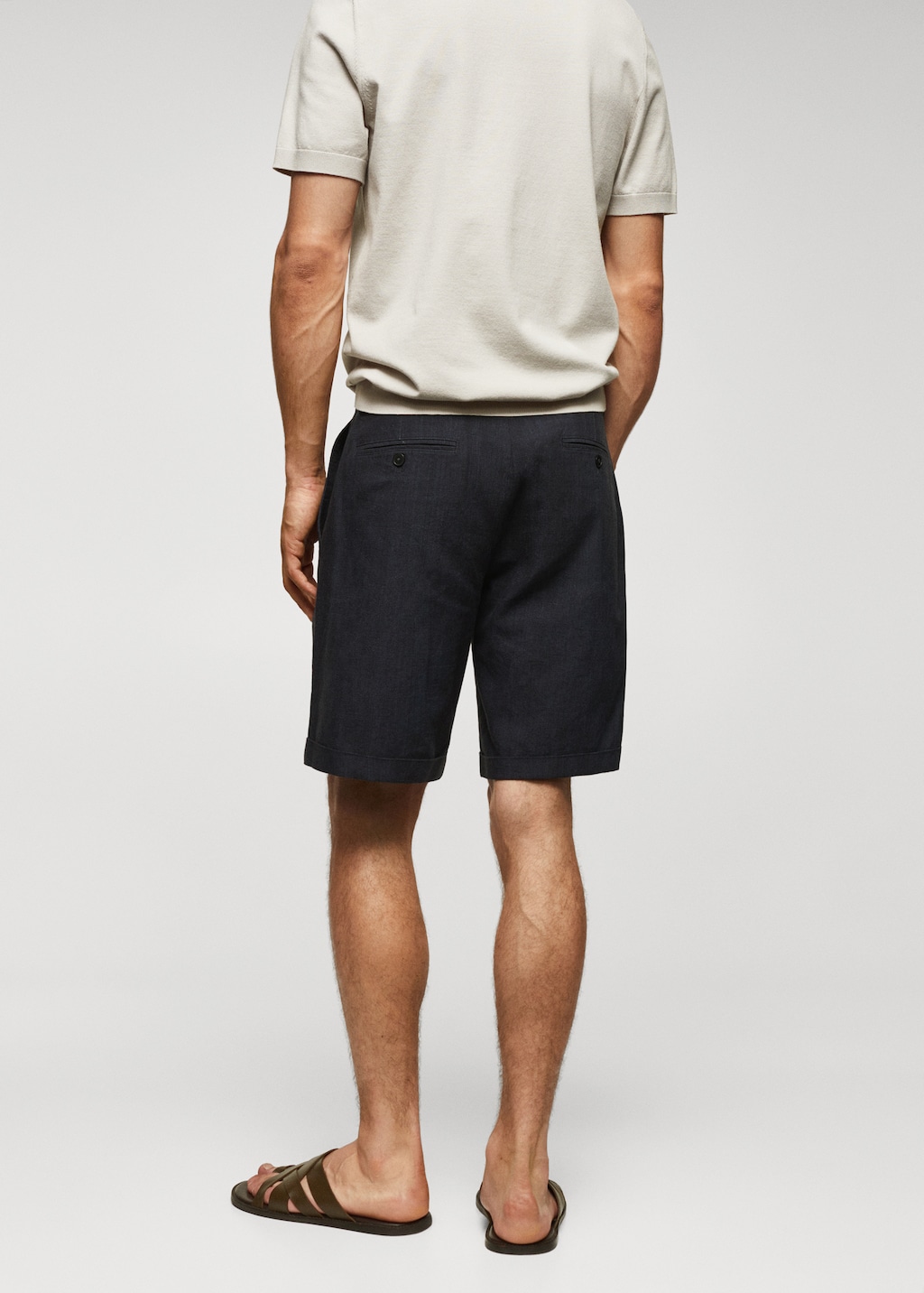 Prince of Wales printed cotton-linen bermuda shorts - Reverse of the article