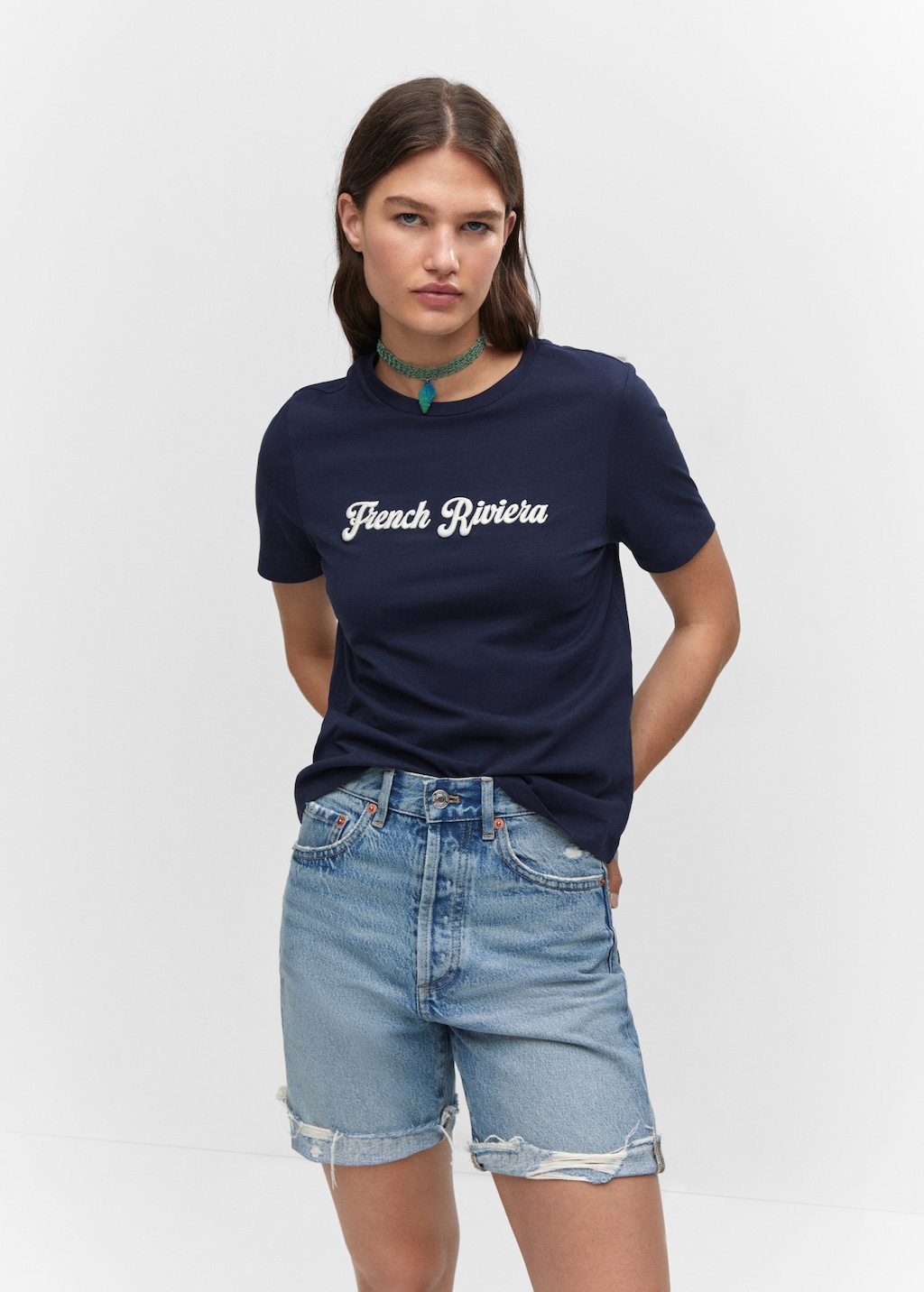 Embroidered message T-shirt - Medium plane