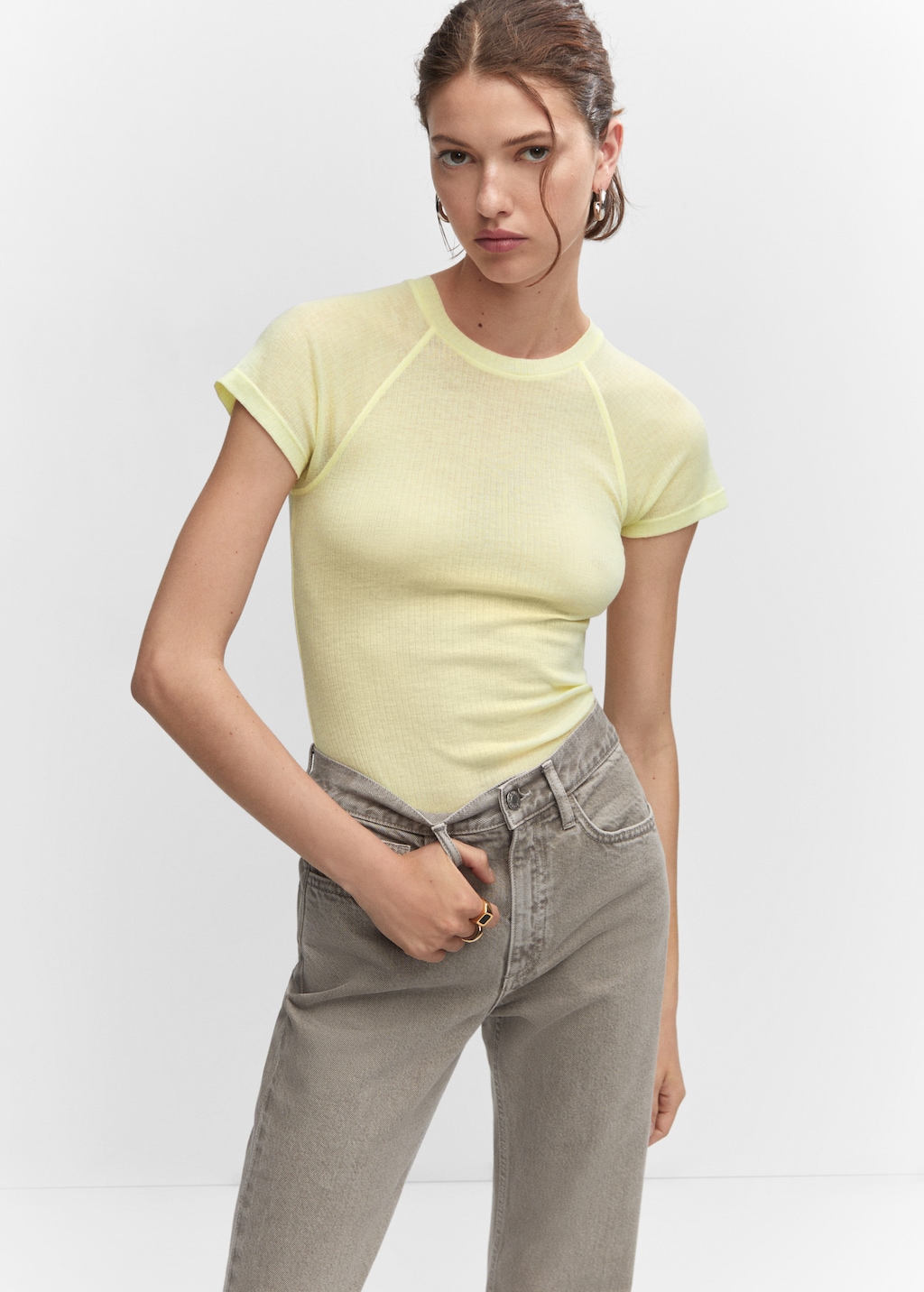 Seam detail T-shirt - Woman <b>MANGO</b> OUTLET Cyprus (Euros) .