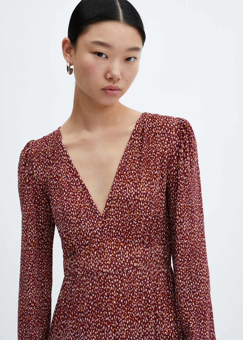 Printed textured dress - Details of the article 1