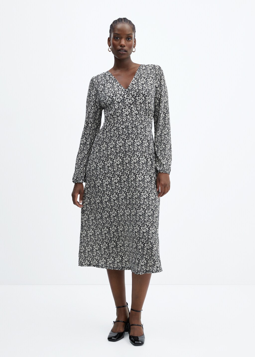 Printed textured dress - Details of the article 3