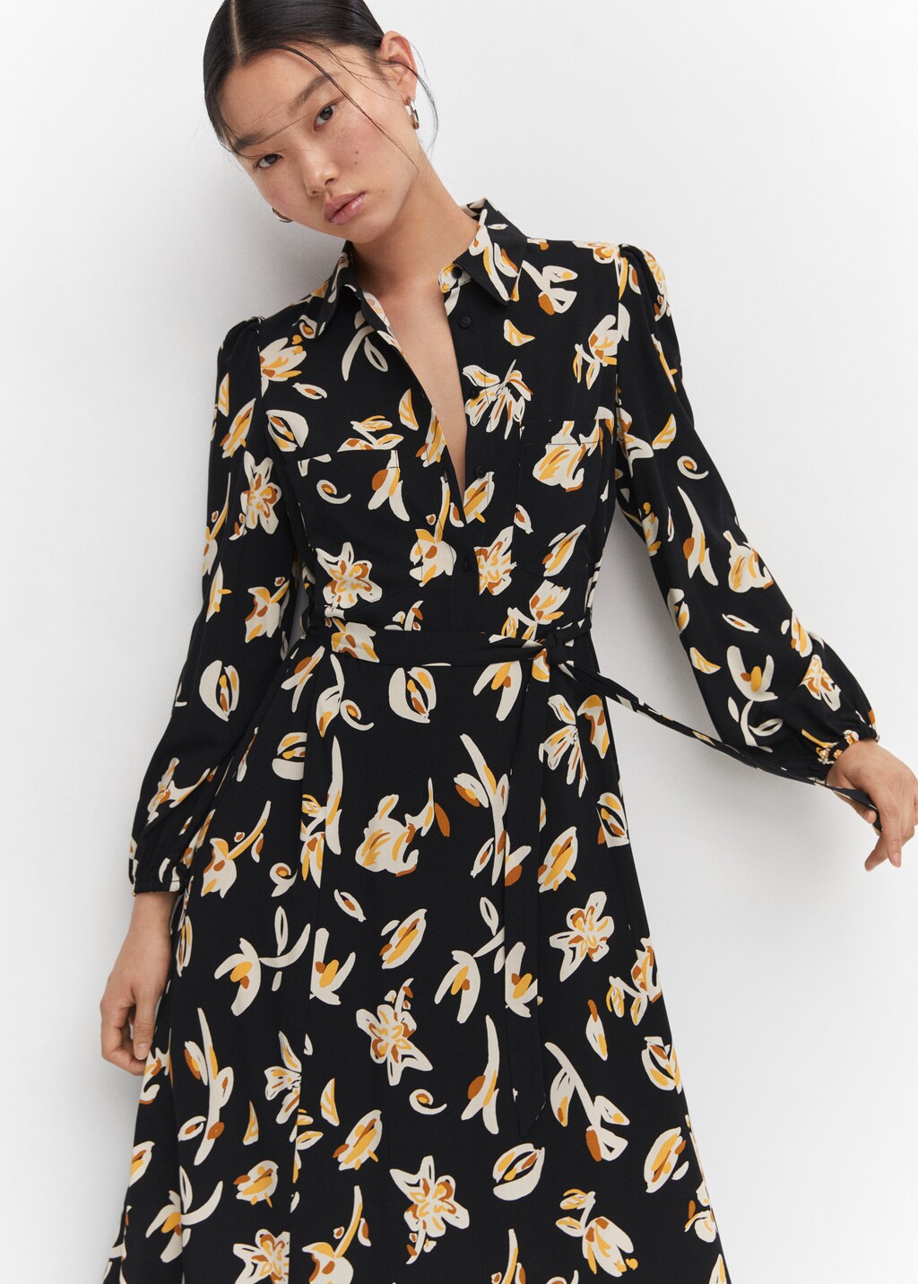 Mango printed shirt dress hotsell