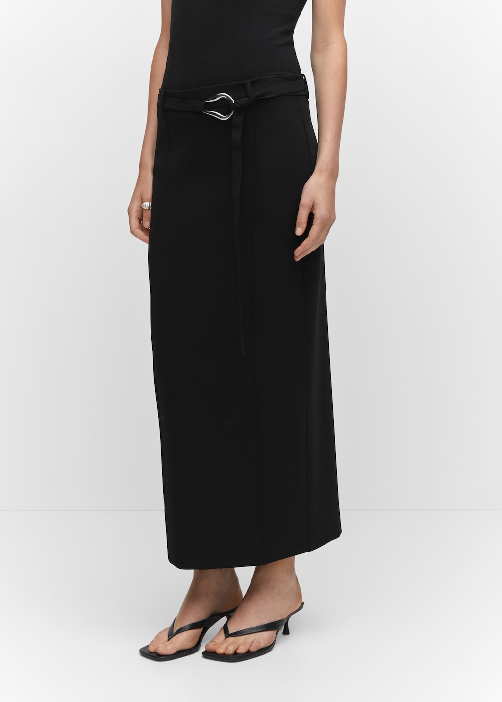 Skirt with slit and belt - Medium plane