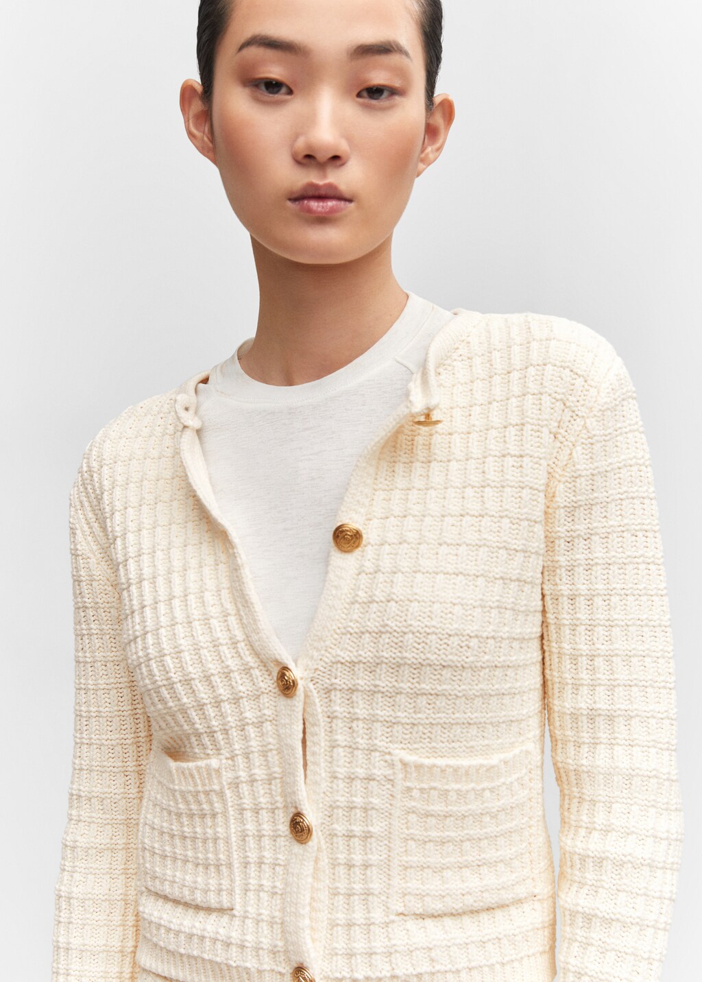 Textured knit cardigan - Details of the article 1