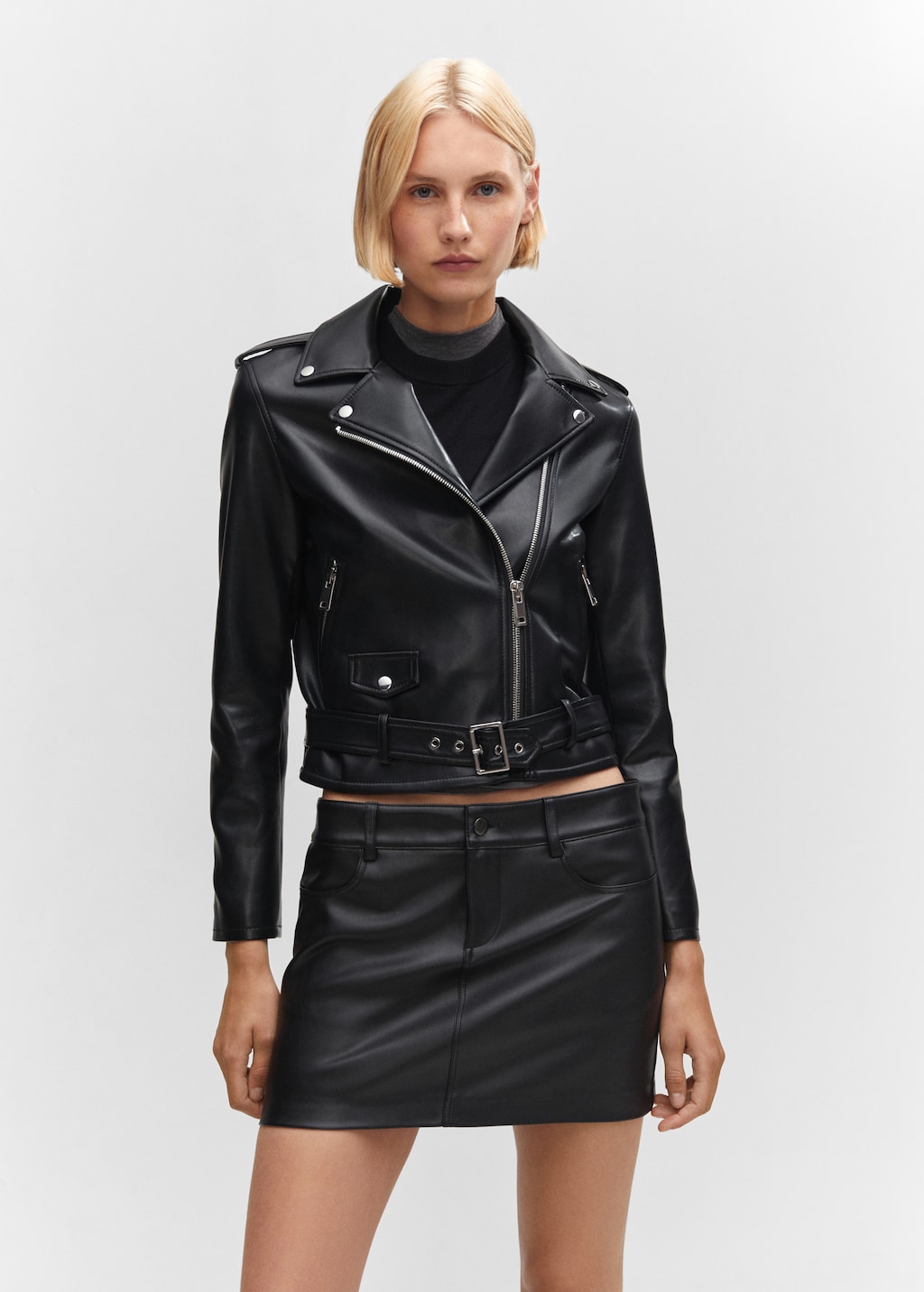 Faux-leather biker jacket - Medium plane