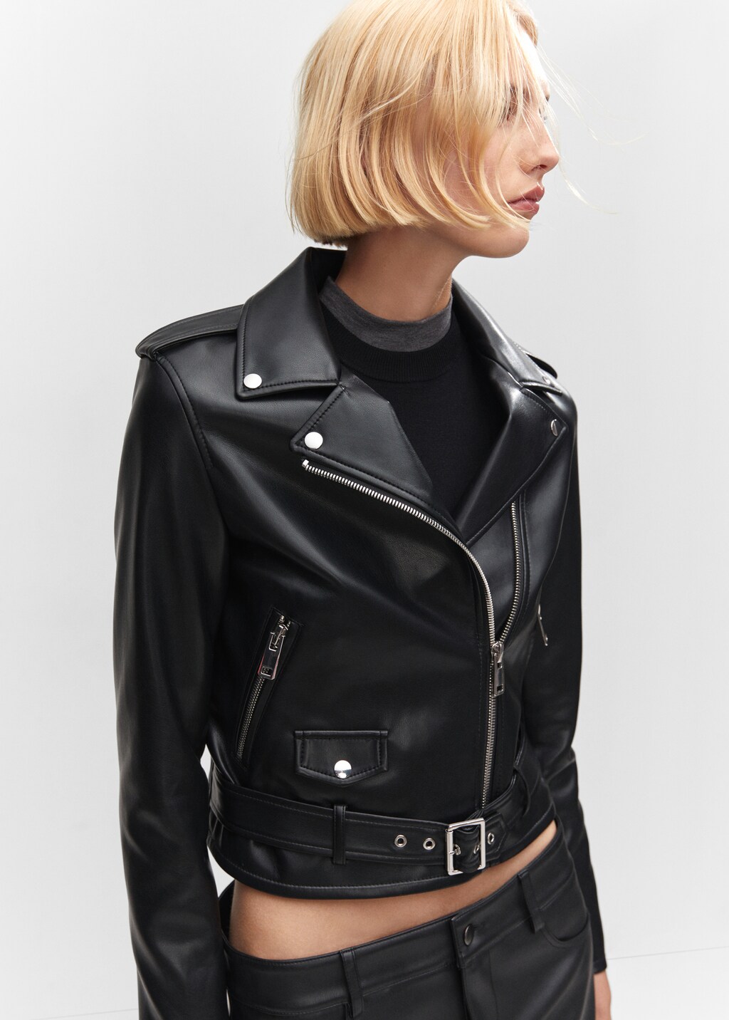 Faux-leather biker jacket - Details of the article 1