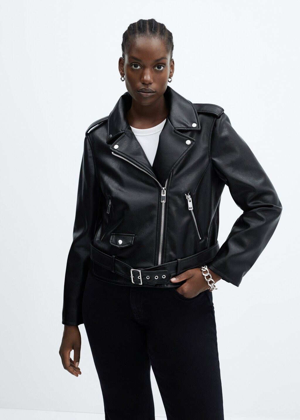 Faux-leather biker jacket - Details of the article 5