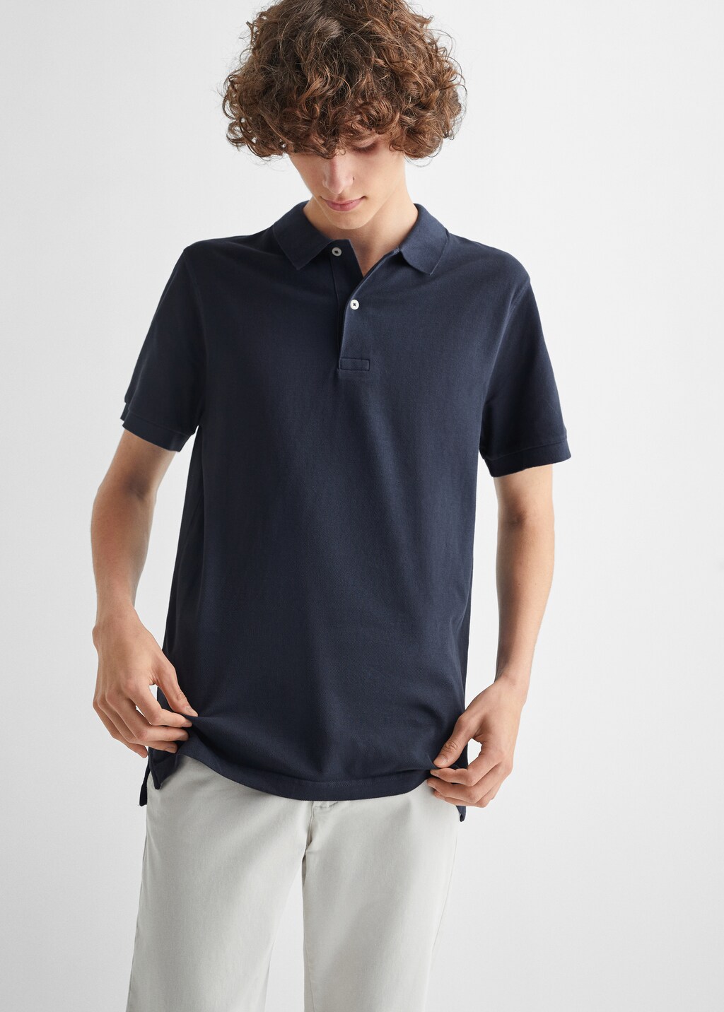 Short-sleeved cotton polo shirt - Medium plane