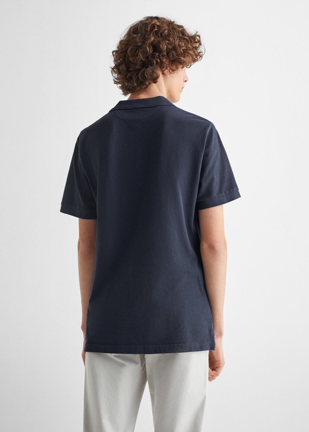 Short-sleeved cotton polo shirt - Reverse of the article