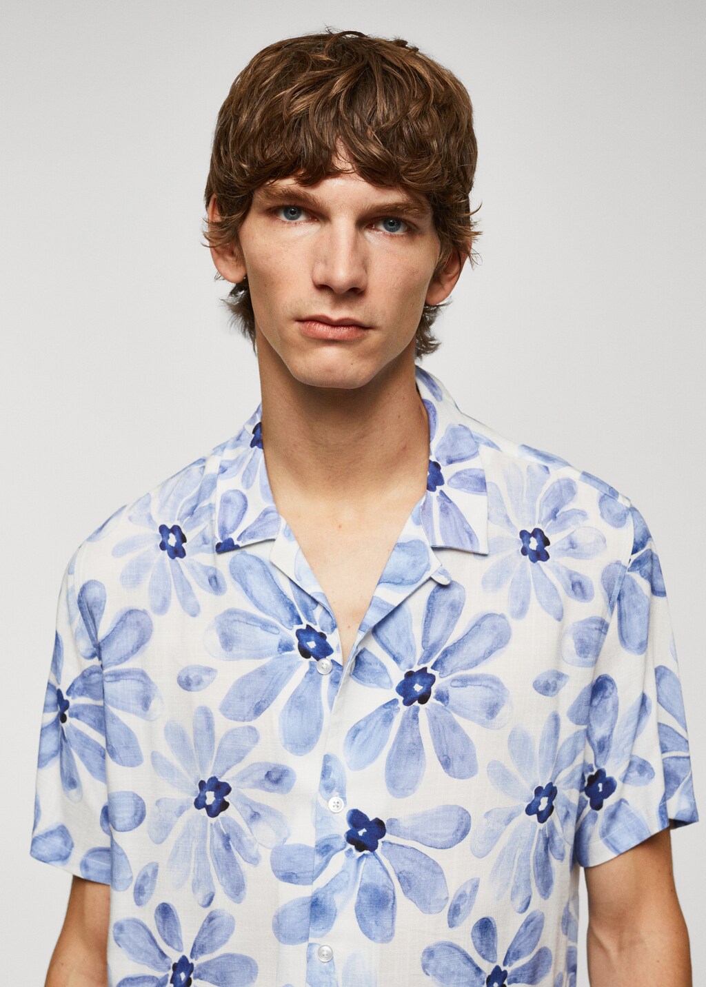 Bowling-collar floral-print shirt - Details of the article 1