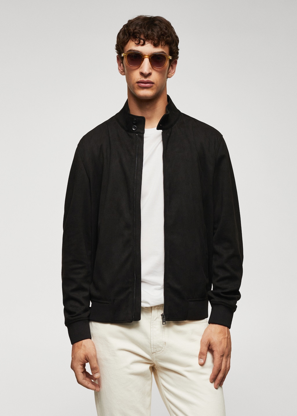 Suede-effect bomber jacket - Medium plane