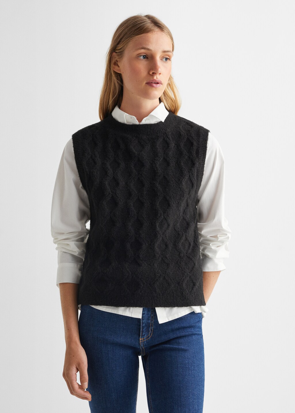 Braided-knit gilet - Medium plane