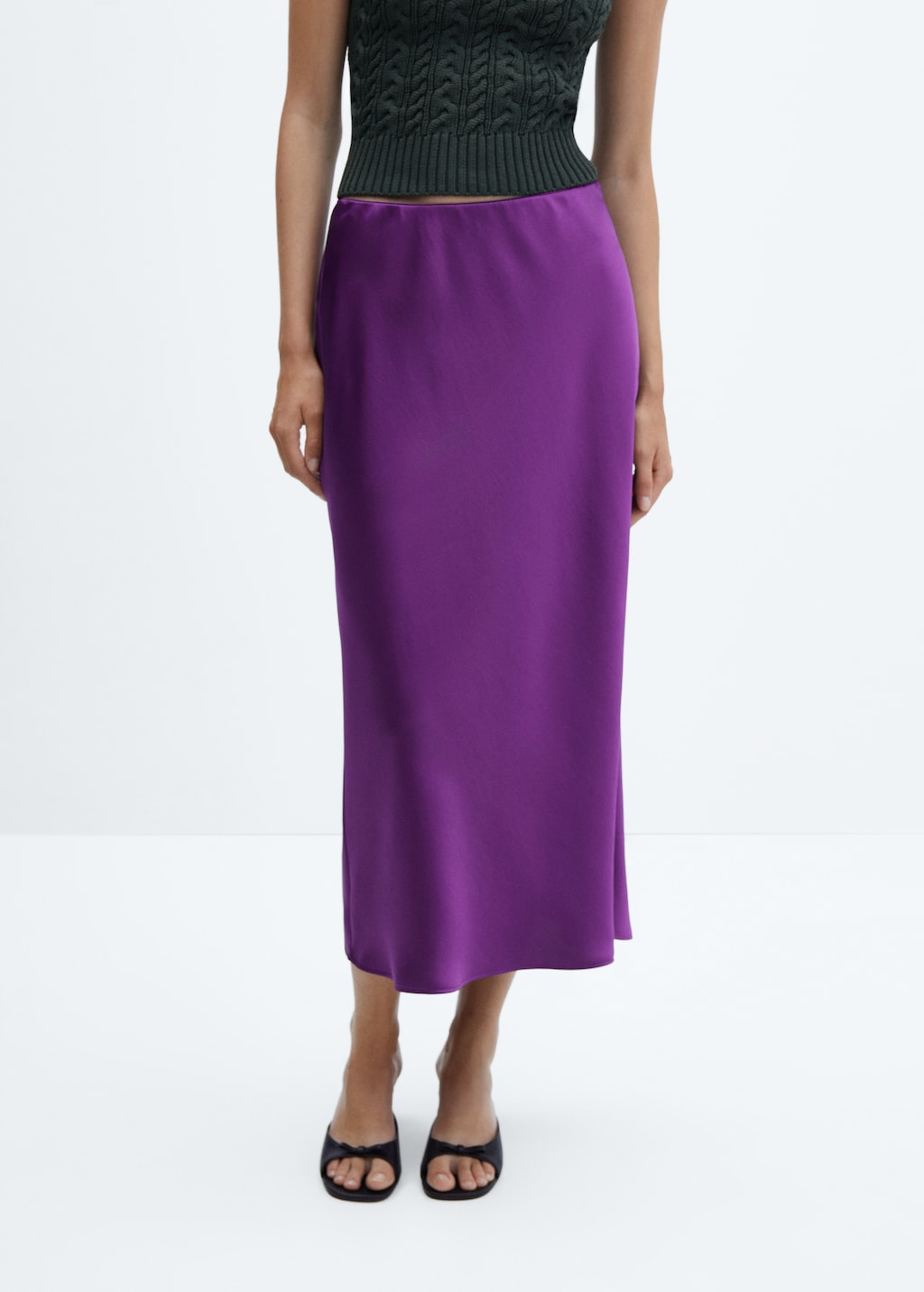 Midi satin skirt - Medium plane