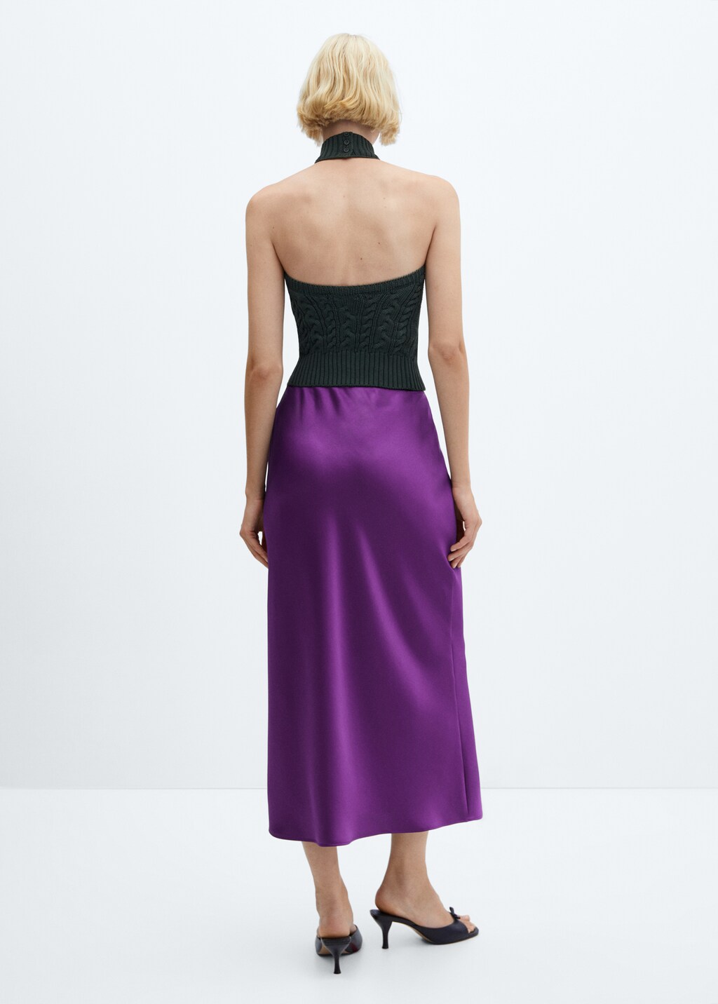 Midi satin skirt - Reverse of the article