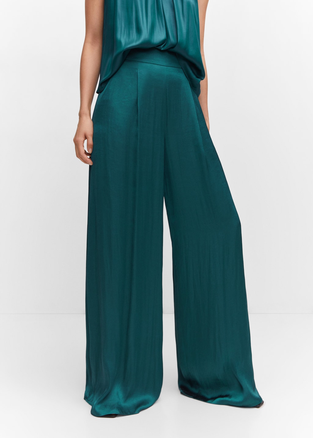 Satin wideleg trousers - Medium plane