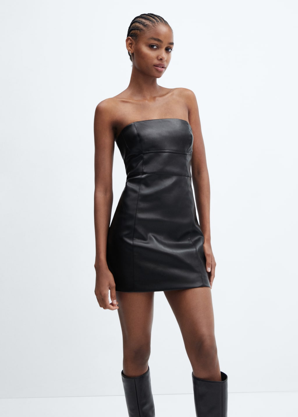 Black leather party dress best sale