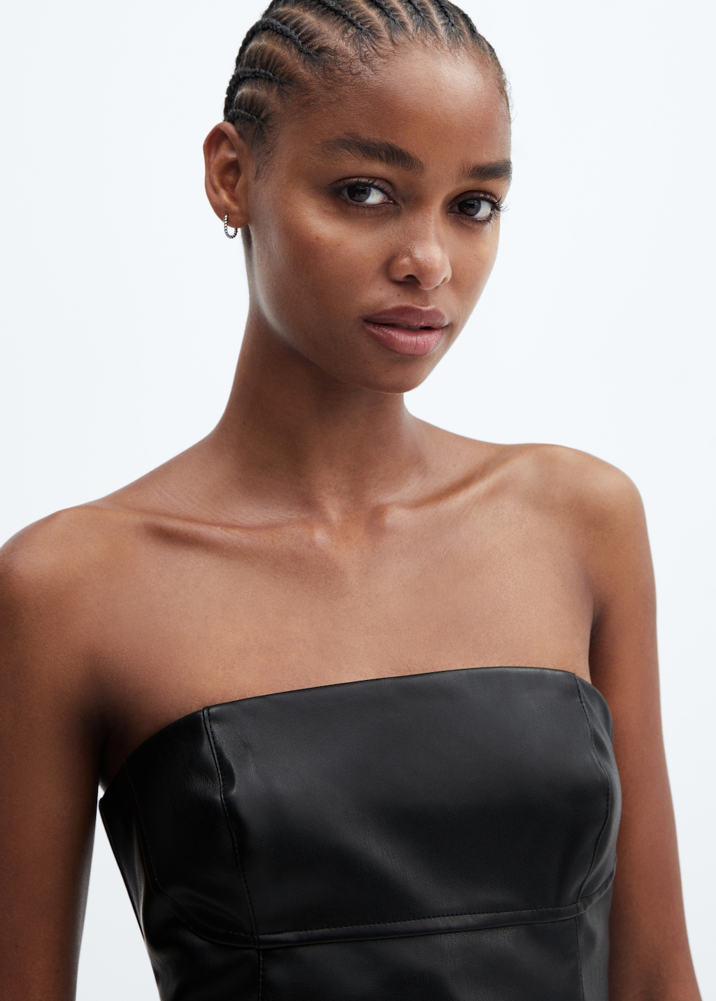 Leather-effect strapless dress - Details of the article 1