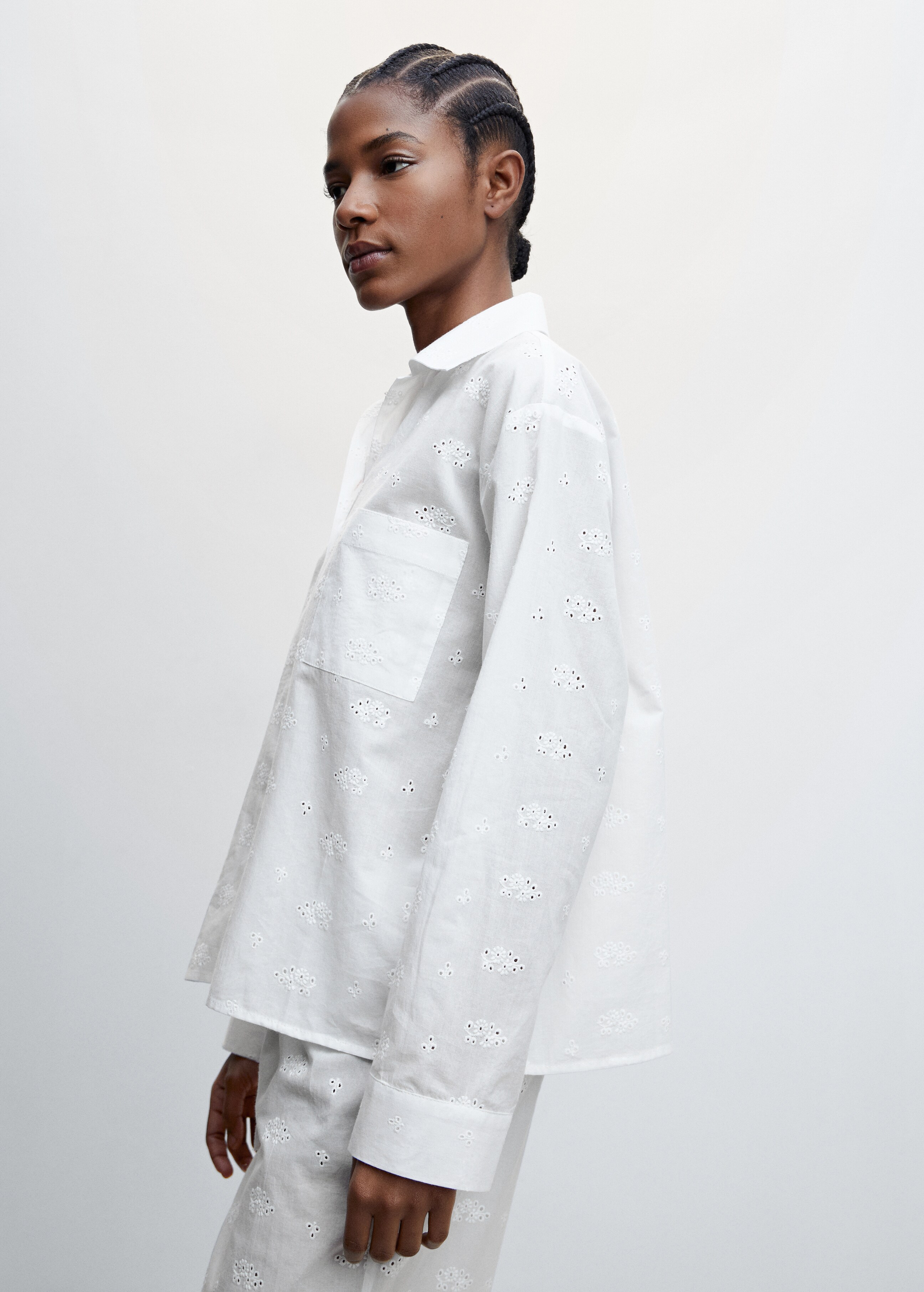Pyjama shirt with openwork details - Details of the article 2