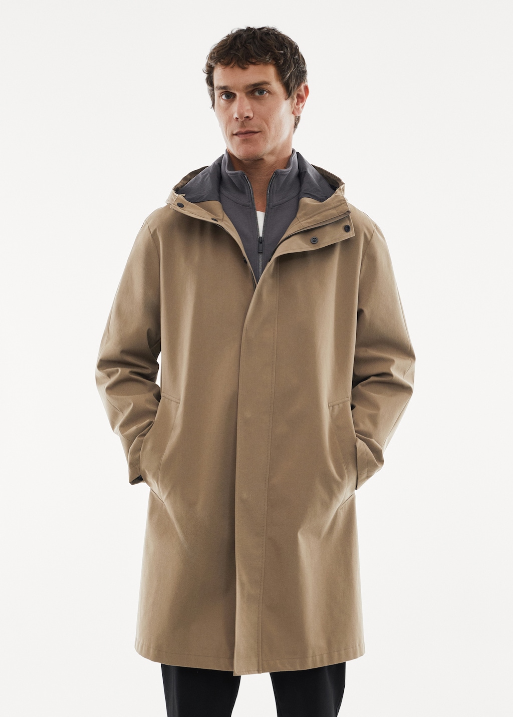 Water-repellent hooded parka - Medium plane