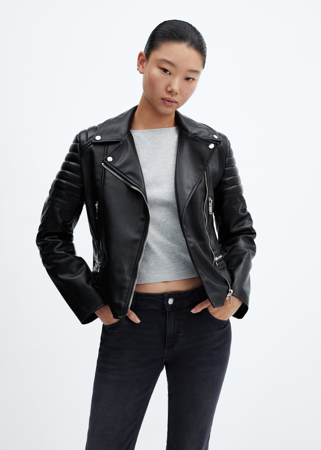 Leather-effect biker jacket - Medium plane