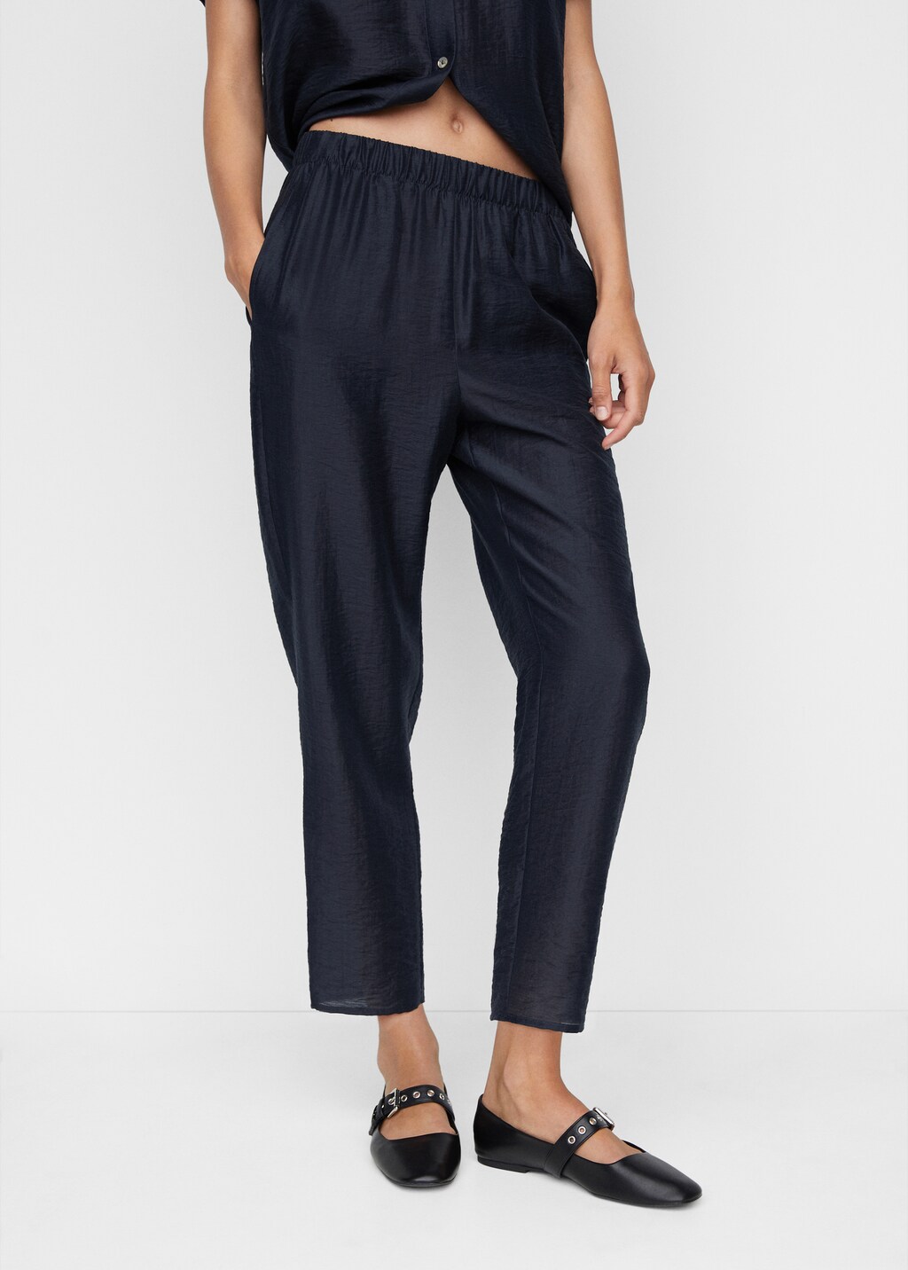 Satin lyocell trousers - Medium plane