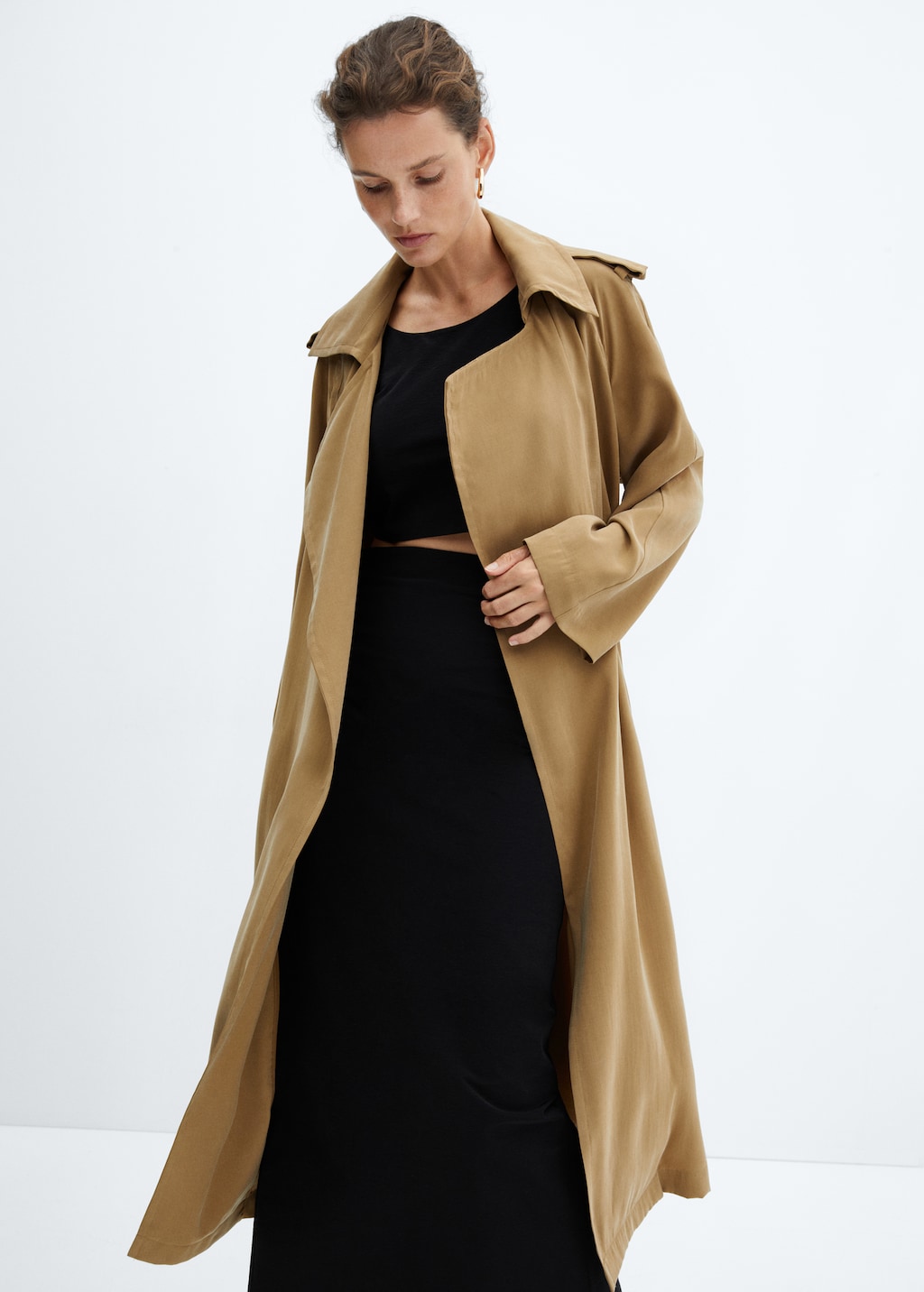 Modal trenchcoat met strik - Middenvlak