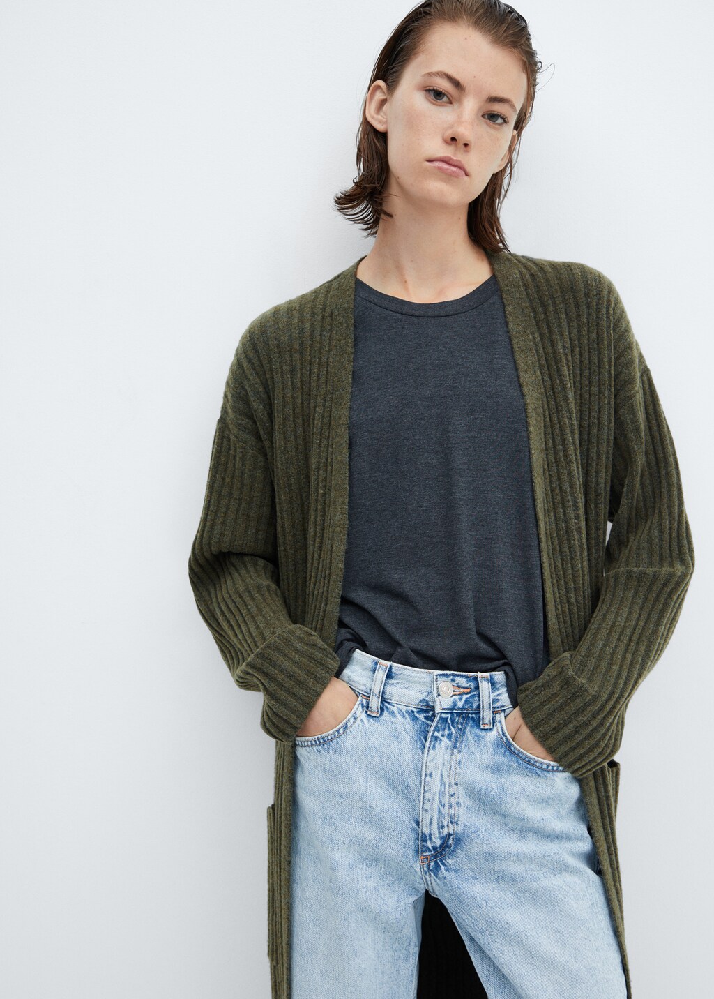 Cardigan with patch pocket  - Medium plane