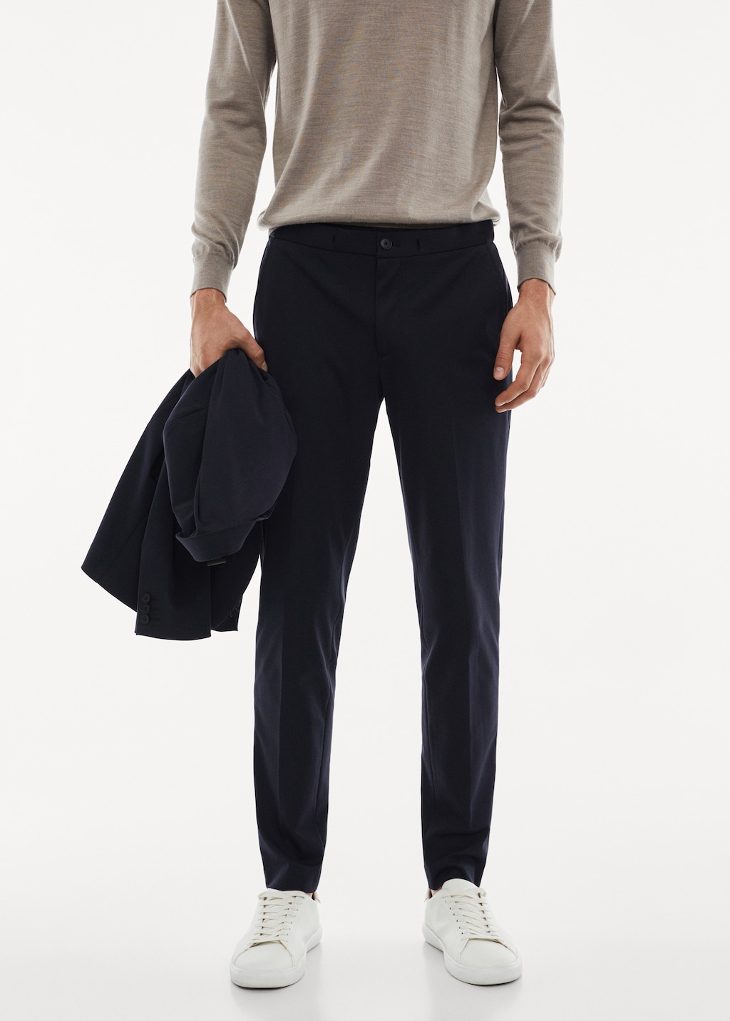 Stretch fabric slim-fit trousers - Medium plane