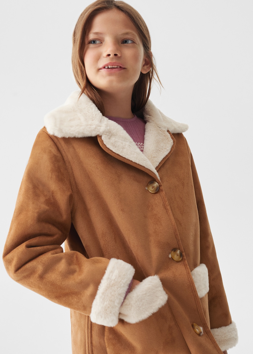 Coat with shearling-effect lining - Medium plane