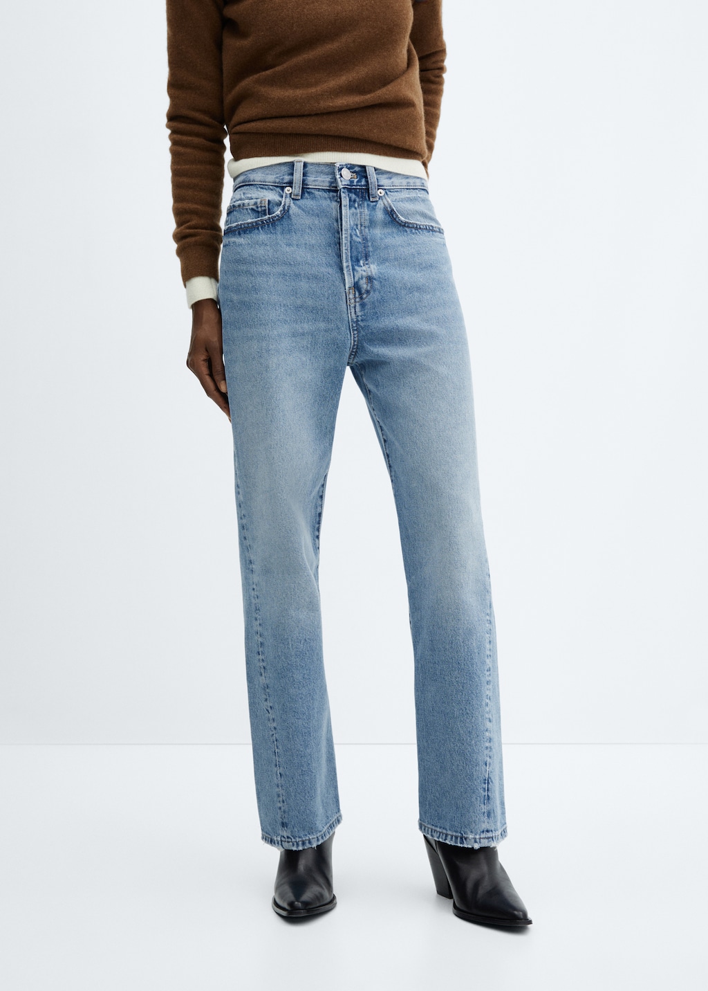 Straight jeans with forward seams - Medium plane