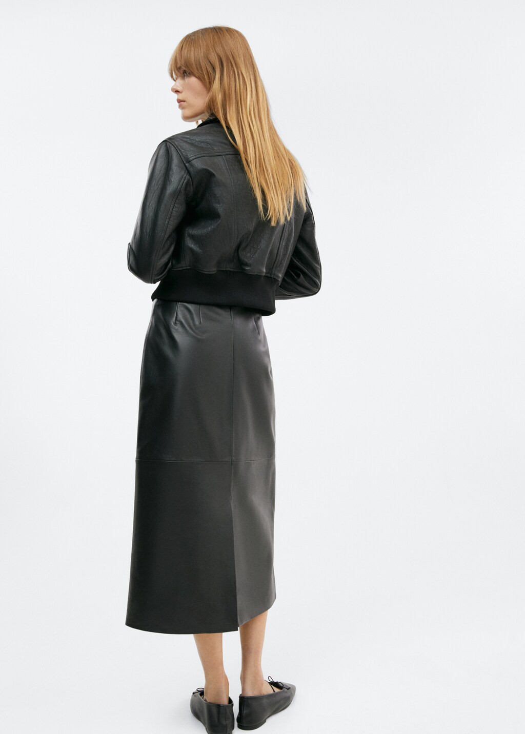 Leather midi skirt - Reverse of the article