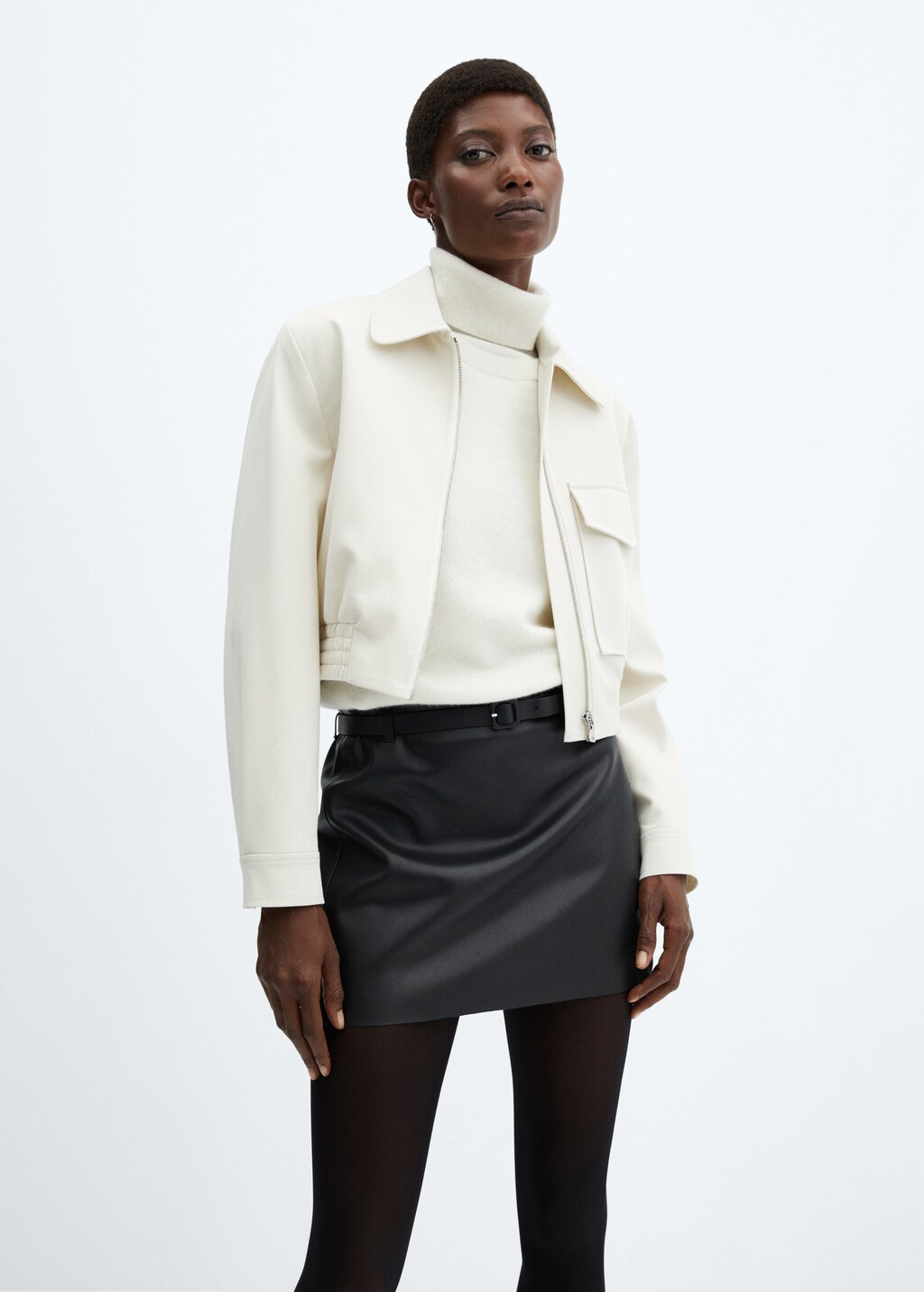 Leather-effect mini-skirt with belt - Details of the article 1