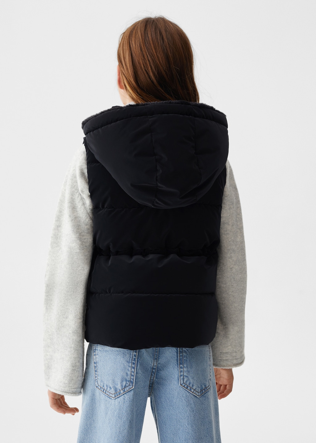 Quilted gilet with fur-effect hood - Details of the article 2