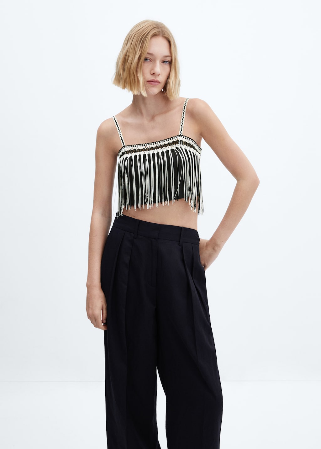 Fringed cropped top - Medium plane