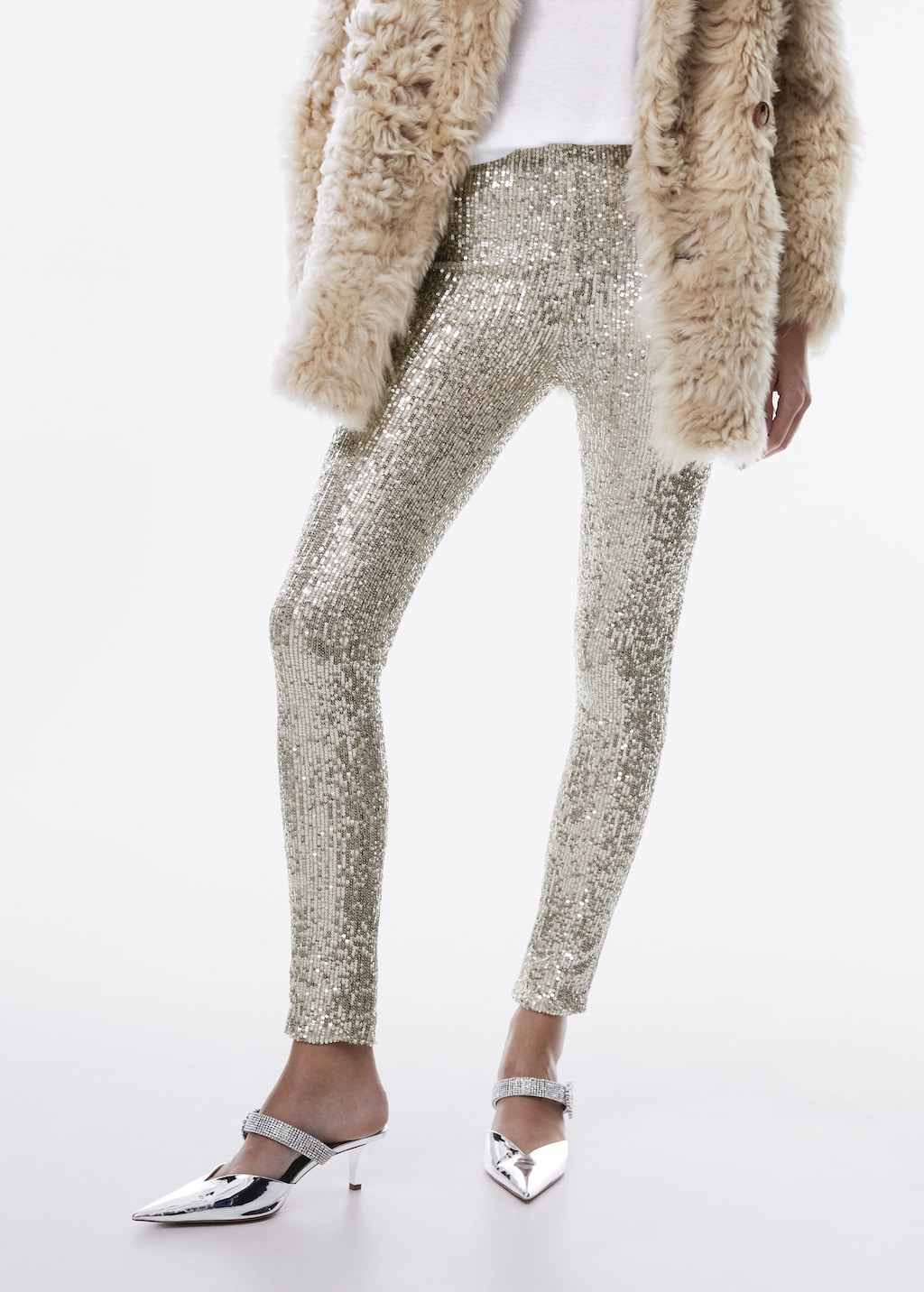 Elastic sequin trousers - Medium plane