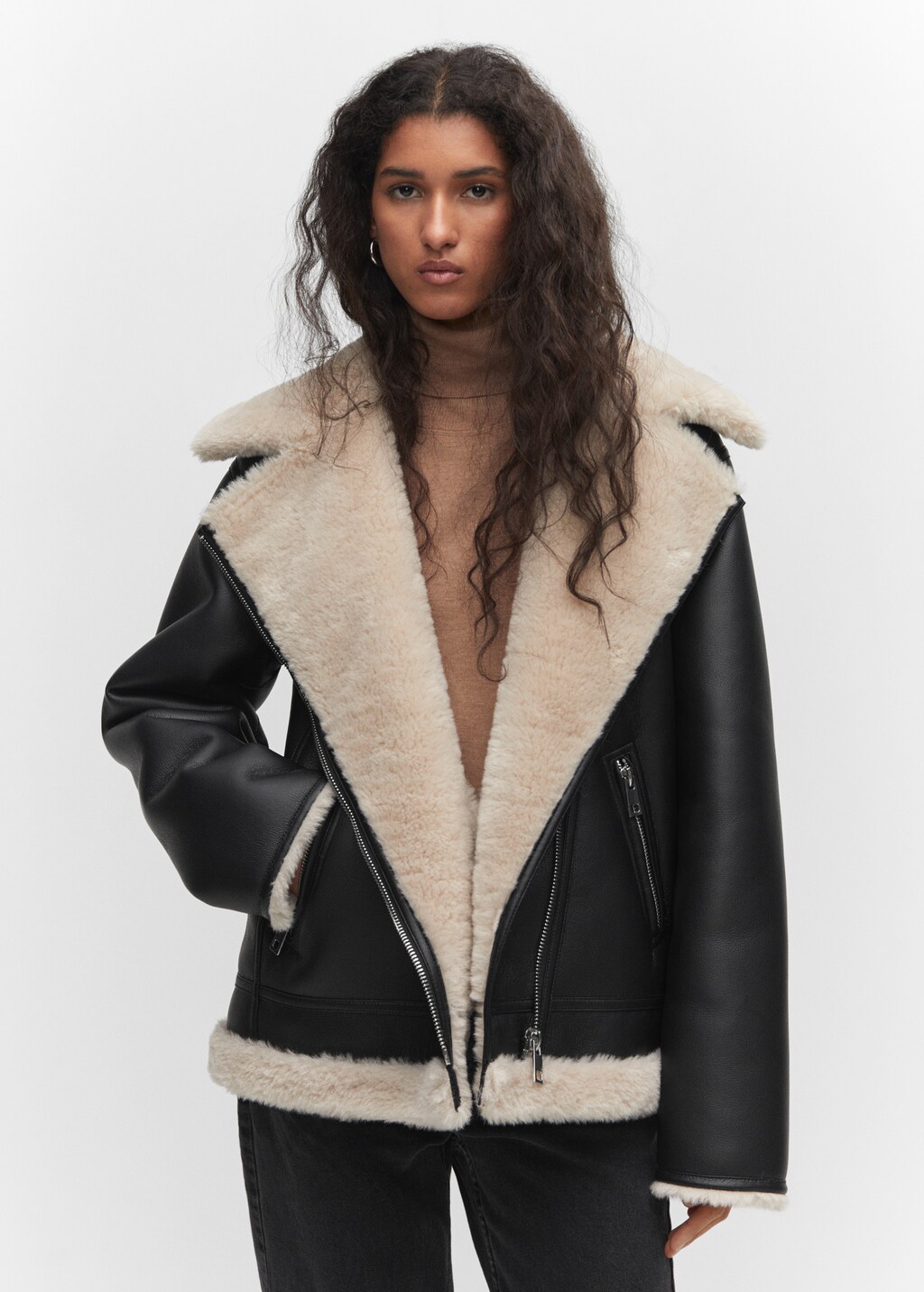 Faux shearling-lined jacket - Medium plane