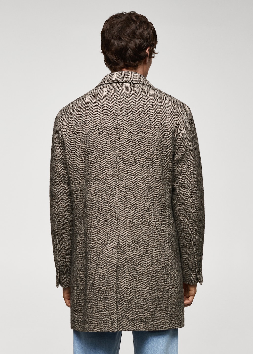 Recycled wool herringbone coat - Reverse of the article