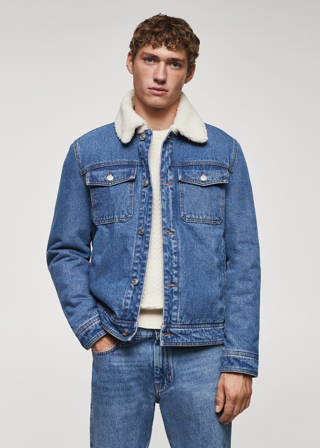 Shearling denim jacket - Medium plane