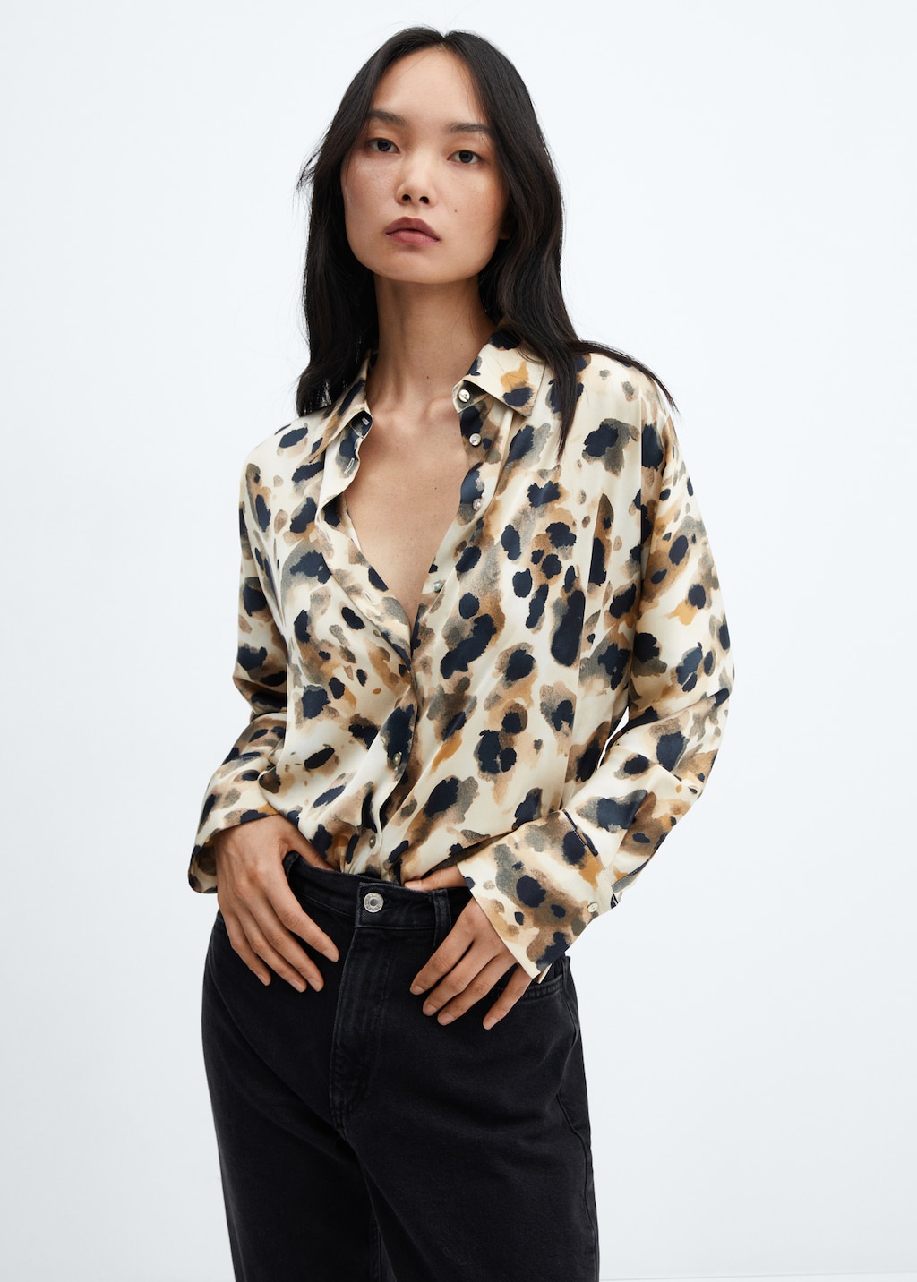 Leopard-print satin shirt - Medium plane