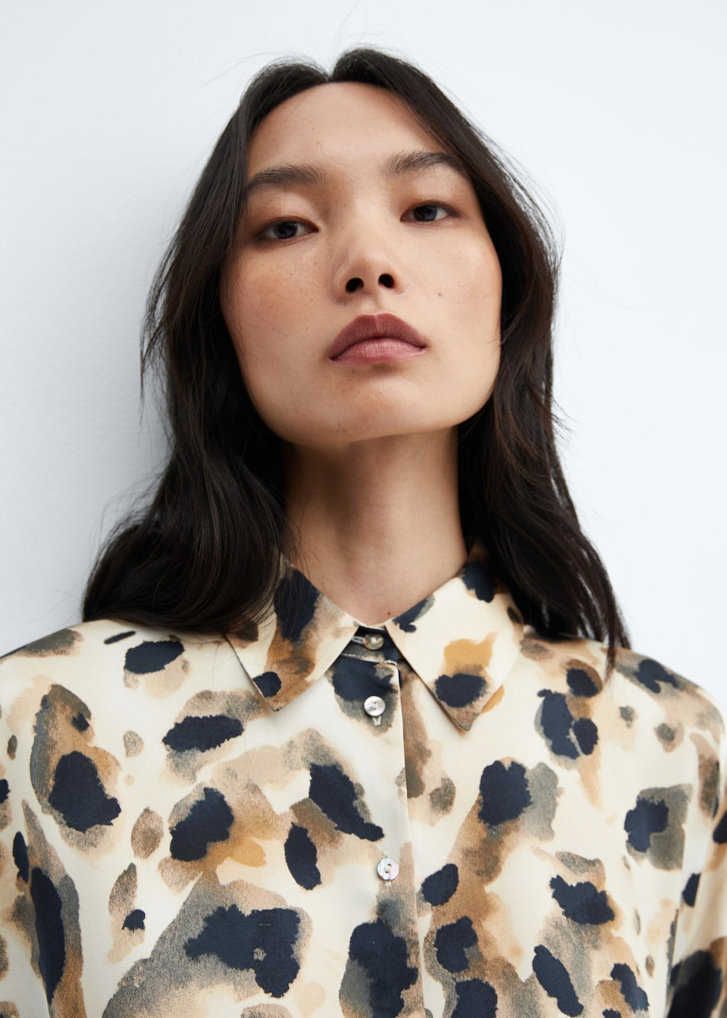 Leopard-print satin shirt - Details of the article 1